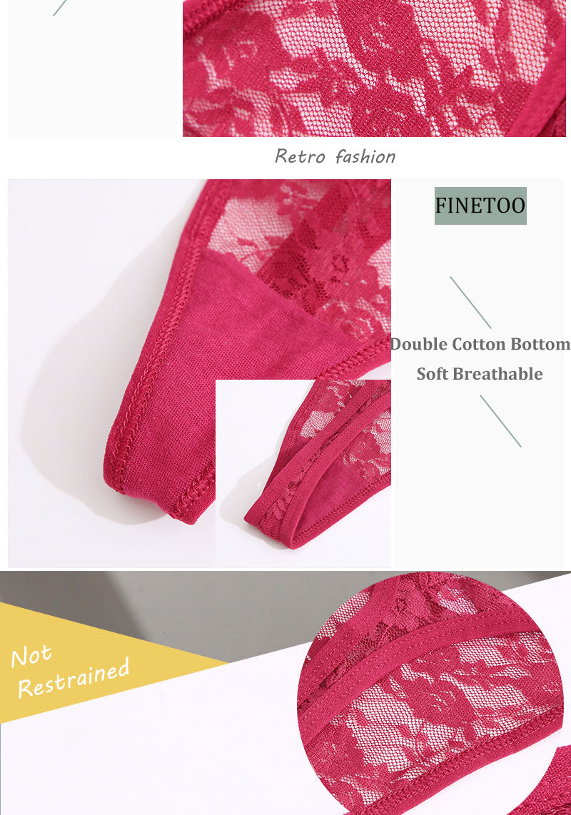 2 Pack Set Women's Lace Panties Low Waist G-String Underwear Solid Hollow Out Transparent Thong Soft Breathable Lingerie The Clothing Company Sydney