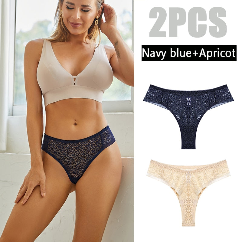 2 Pack Panties Lace Thongs Underwear Intimates Lingerie Low Waist T-Back Floral Hollow Out Ladies G-strings The Clothing Company Sydney