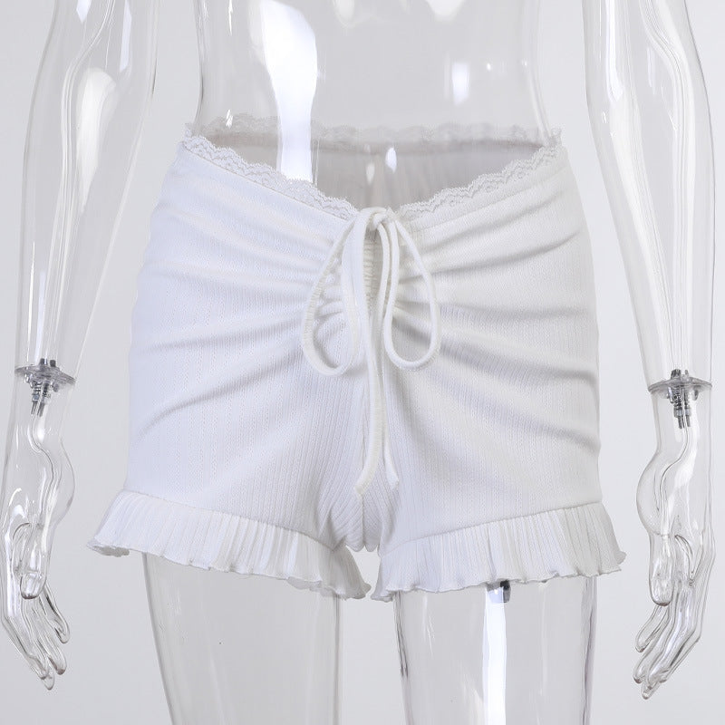 Summer Lace Suits Fashion Solid Tracksuit V-neck Costume Two Pieces (Tops+Shorts) Outwear Sets The Clothing Company Sydney