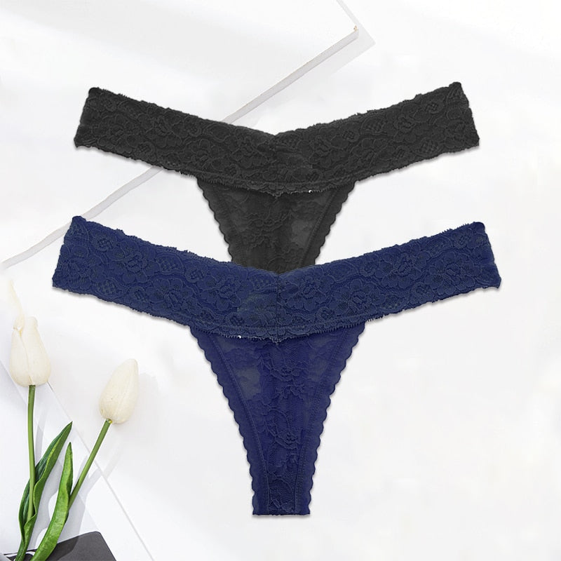 2 Pack Lace G-string Thong Panties Floral Underwear Transparent Underpants Lingerie Briefs The Clothing Company Sydney