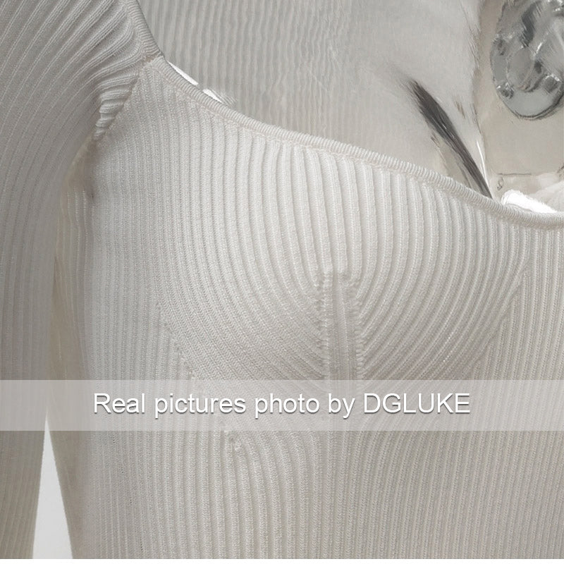 Green Long Sleeve Knitted Dress Elegant Sweetheart Neck Party Autumn Winter Bodycon Sweater Dress The Clothing Company Sydney