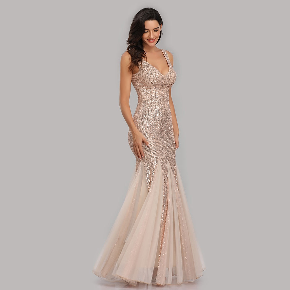 Plus Size V Neck Mermaid Burgundy Long Formal Prom Party Gown Sequins Sleeveless Evening Cocktail Dress The Clothing Company Sydney