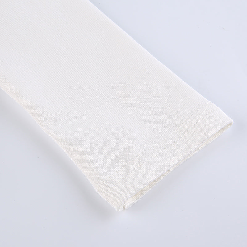 Streetwear Square Neck Hook Cotton Aututmn T-shirts Bodycon Gothic White Crop Tops Tees Long Sleeve T shirt The Clothing Company Sydney