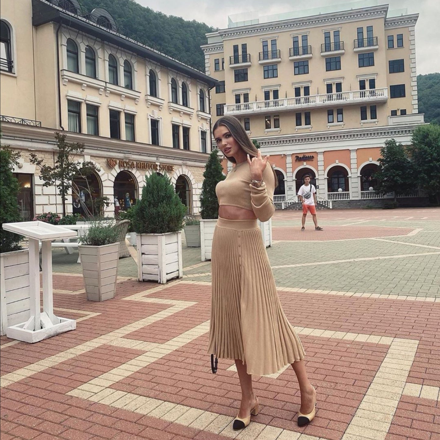 2 Piece Sweater Cropped Top Midi Skirt Matching Set Outfits Button Up Split Skirt Set The Clothing Company Sydney