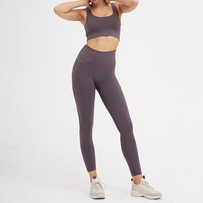 2 Pieces Seamless Fitness Yoga Suit Gym Push Up Clothes Workout Sport Set Padded Sports Bra High Waist Legging Sportswear The Clothing Company Sydney