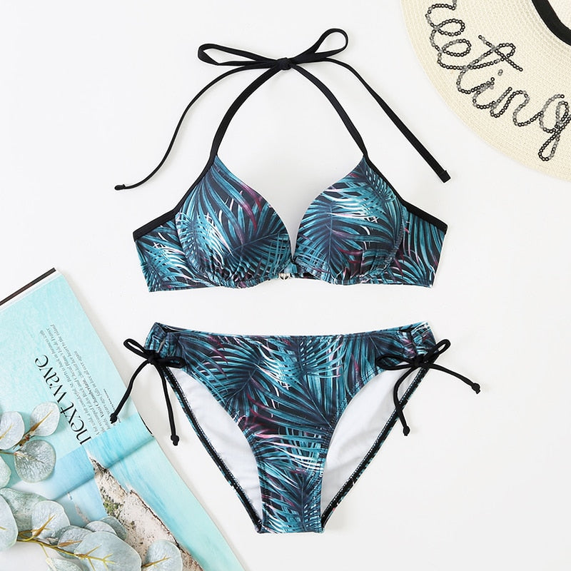 2 Piece Bikini Push Up Swimwear Print Floral Bikinis Set Swimsuit Bathing Suit Two Piece Summer Beach Wear The Clothing Company Sydney