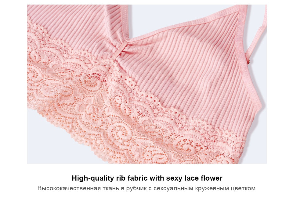 Homewear Seamless Ribbed Thin Bra  Wire Free Ladies Lace Bralette Backless Cotton underwear Lace Lingerie The Clothing Company Sydney