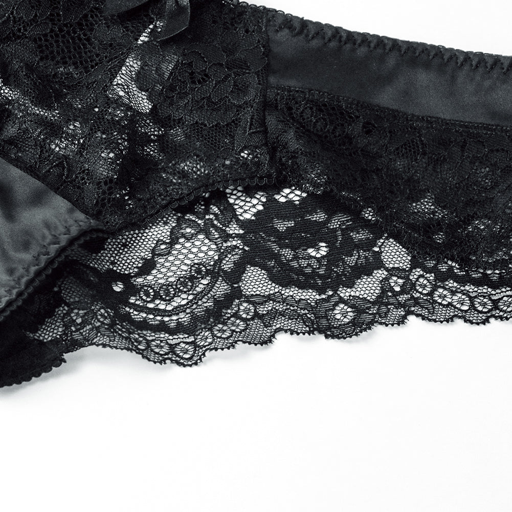 Ultra-Thin Gathered Plus Size Bowknot Floral Underwear Lace Strap Bra + Panties + Garte 3 Piece set The Clothing Company Sydney
