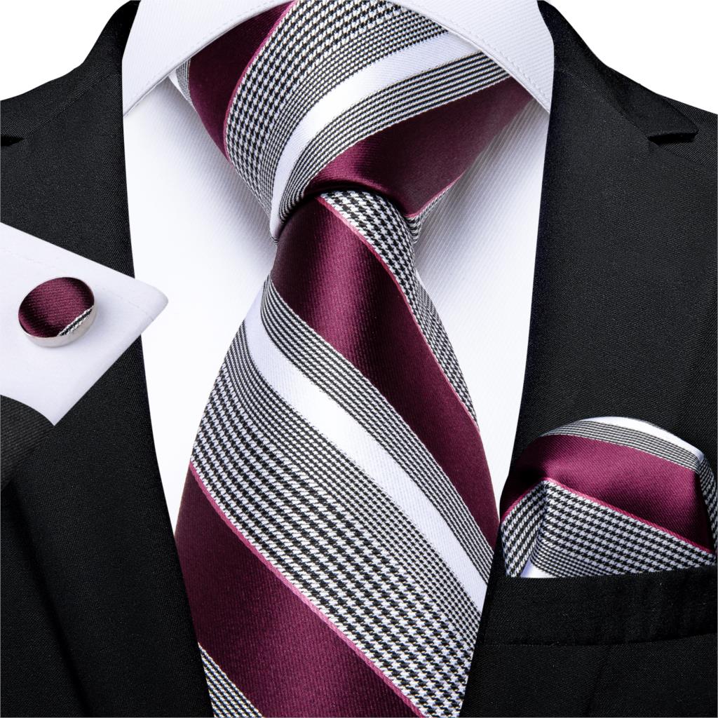 3 Piece Designer Men's Wedding Tie Gold Black Striped Silk Neck Ties For Men Hanky Cufflinks Set Business Party Wear The Clothing Company Sydney