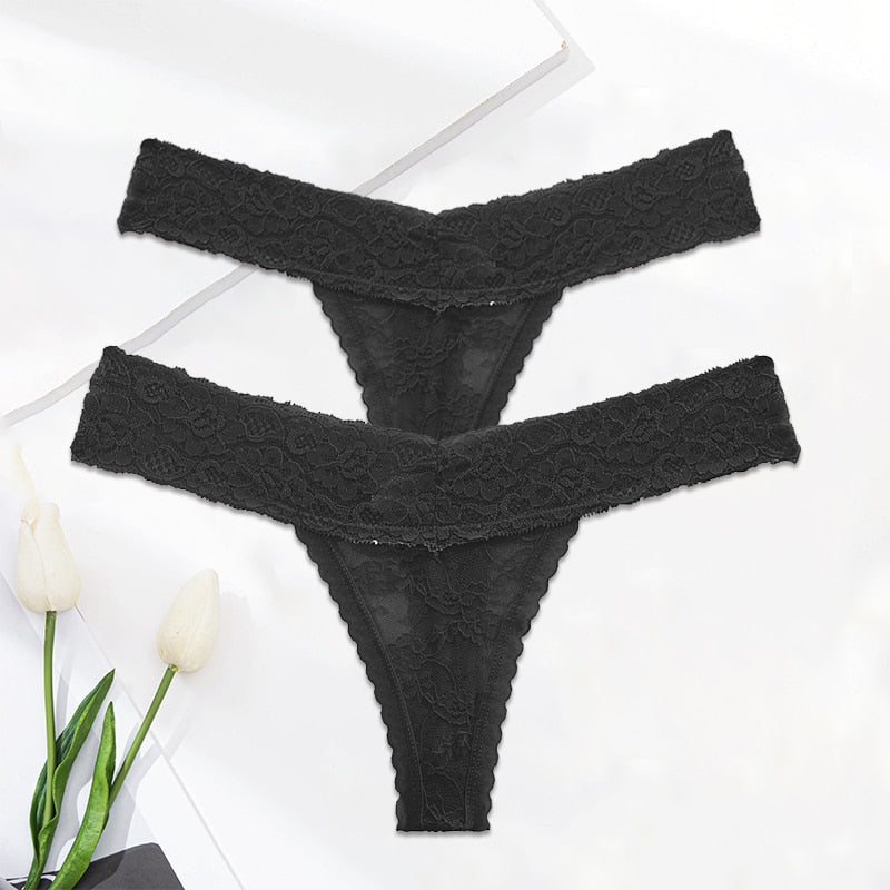 2 Pack Lace G-string Thong Panties Floral Underwear Transparent Underpants Lingerie Briefs The Clothing Company Sydney