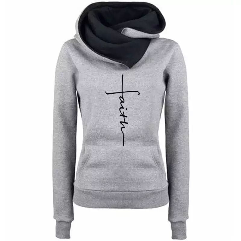 Autumn Winter Hoodies Sweatshirts Faith Embroidered Sweatshirt Long Sleeve Pullovers Casual Warm Hooded Top The Clothing Company Sydney