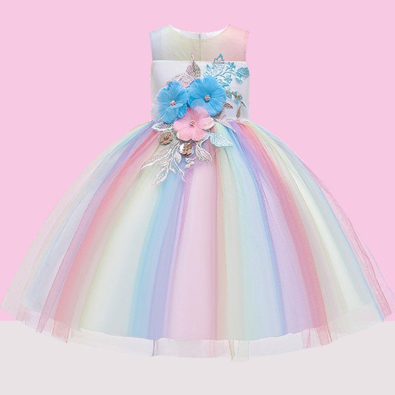 Embroidery Flower Wedding Evening Children Clothing Princess Party Kids Dresses for Girls Birthday Party Lace Flower Ball Gown The Clothing Company Sydney