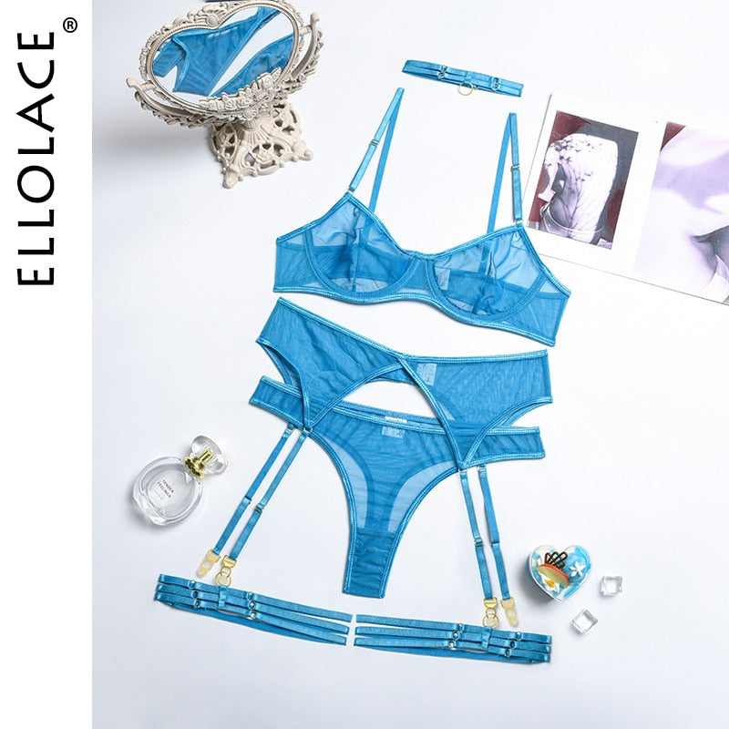 4 Piece Lingerie Underwear Bra Garters Brief Sets Transparent Lace Seamless Panties Set The Clothing Company Sydney