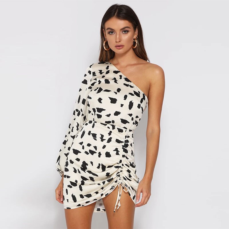 Casual One Shoulder Print Dress Women Elegant Backless Bandage Dress Female Streetwear Boho Mini Dresses The Clothing Company Sydney