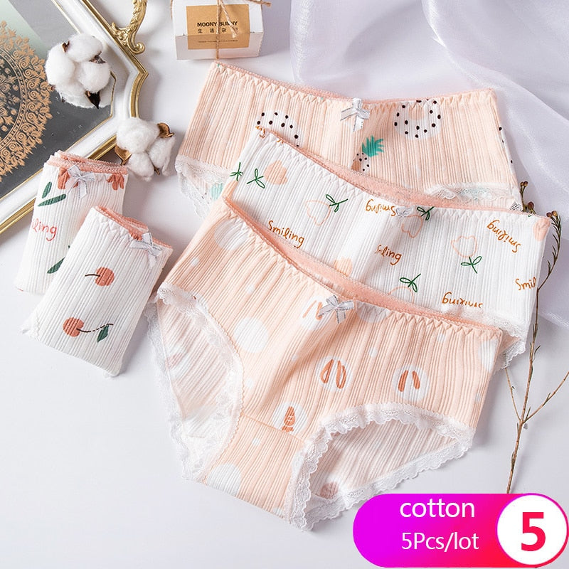 7Pcs/5Pcs Women Panties Comfort Cotton Mix Breathable Underwear Seamless Ladies Low Waist Lingeries Cute Girls Briefs The Clothing Company Sydney