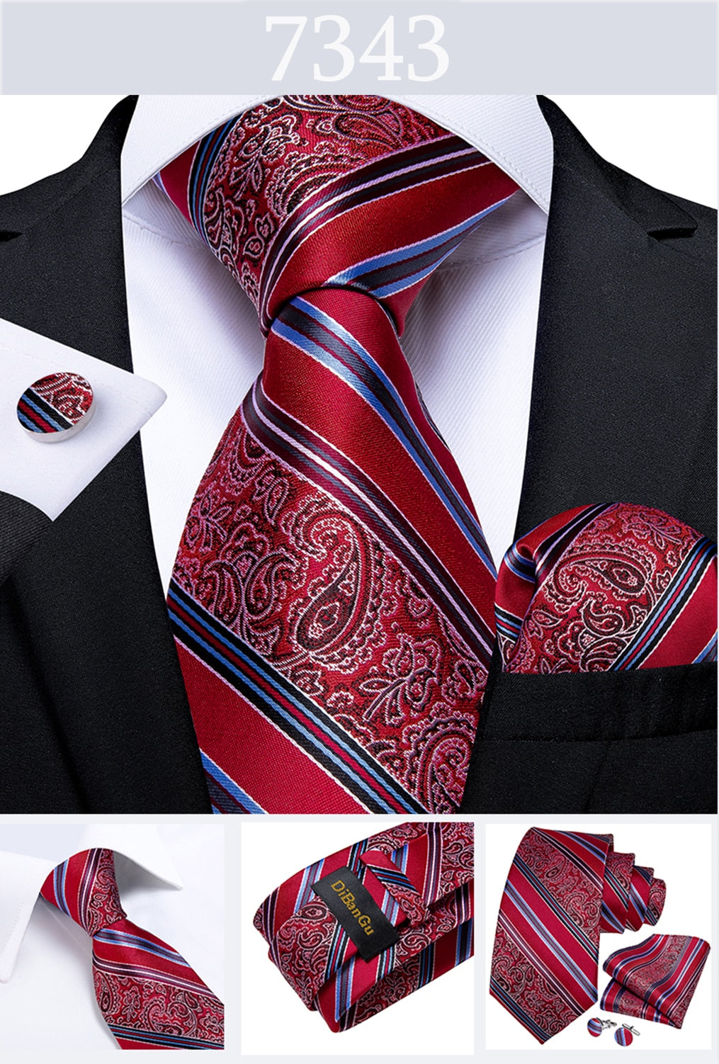 3 Piece Designer Men's Wedding Tie Gold Black Striped Silk Neck Ties For Men Hanky Cufflinks Set Business Party Wear The Clothing Company Sydney