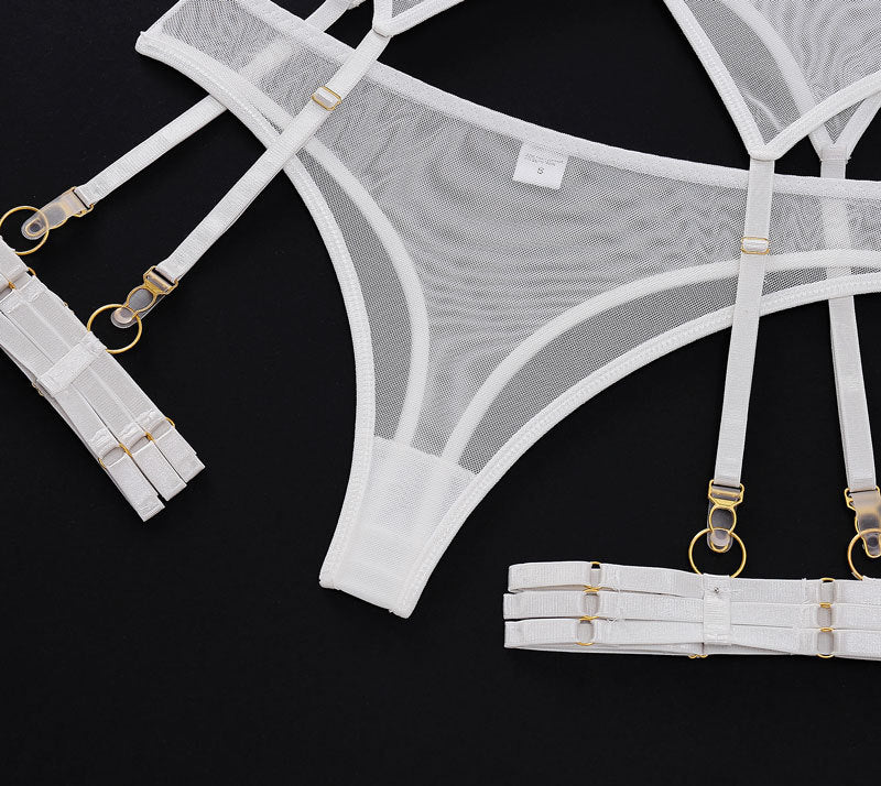 4 Piece Lingerie Underwear Bra Garters Brief Sets Transparent Lace Seamless Panties Set The Clothing Company Sydney