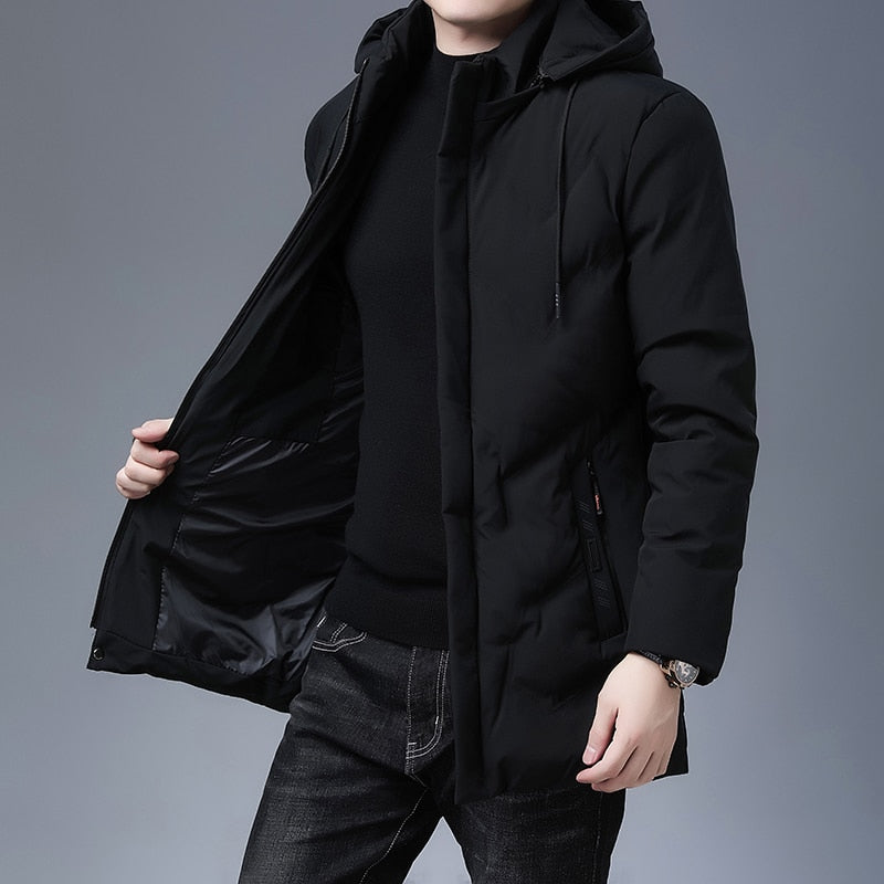 Brand Hooded Casual Fashion Long Thicken Outwear Parkas Jacket Men Winter Windbreaker Coats Men Clothing The Clothing Company Sydney