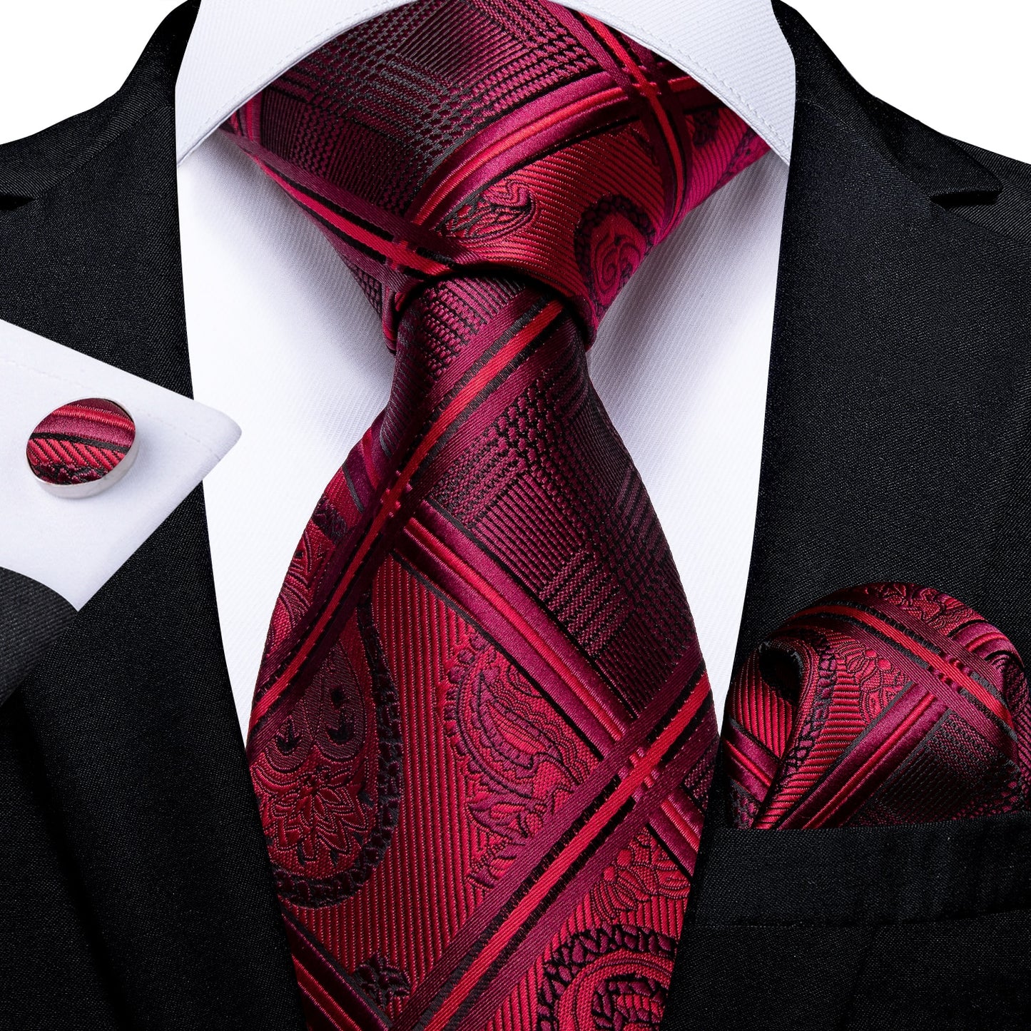 Men Purple Floral Paisley Necktie Business Formal 100% Silk Tie Pocket Square Set For Wedding Party The Clothing Company Sydney