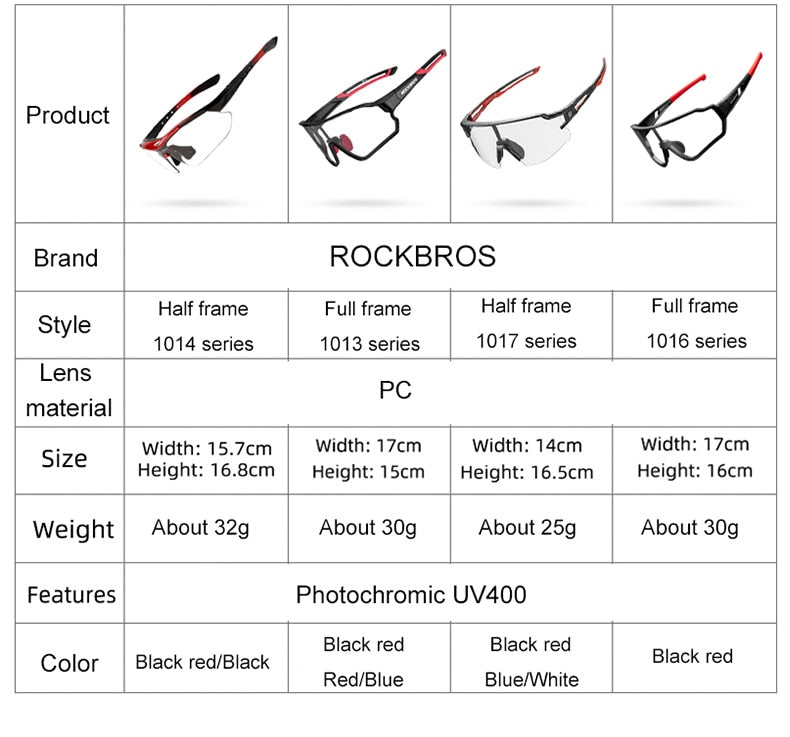 Photochromic Cycling Glasses Bike Bicycle Glasses Sports Men's Women's Sunglasses MTB Road Cycling Eyewear Protection Goggles The Clothing Company Sydney