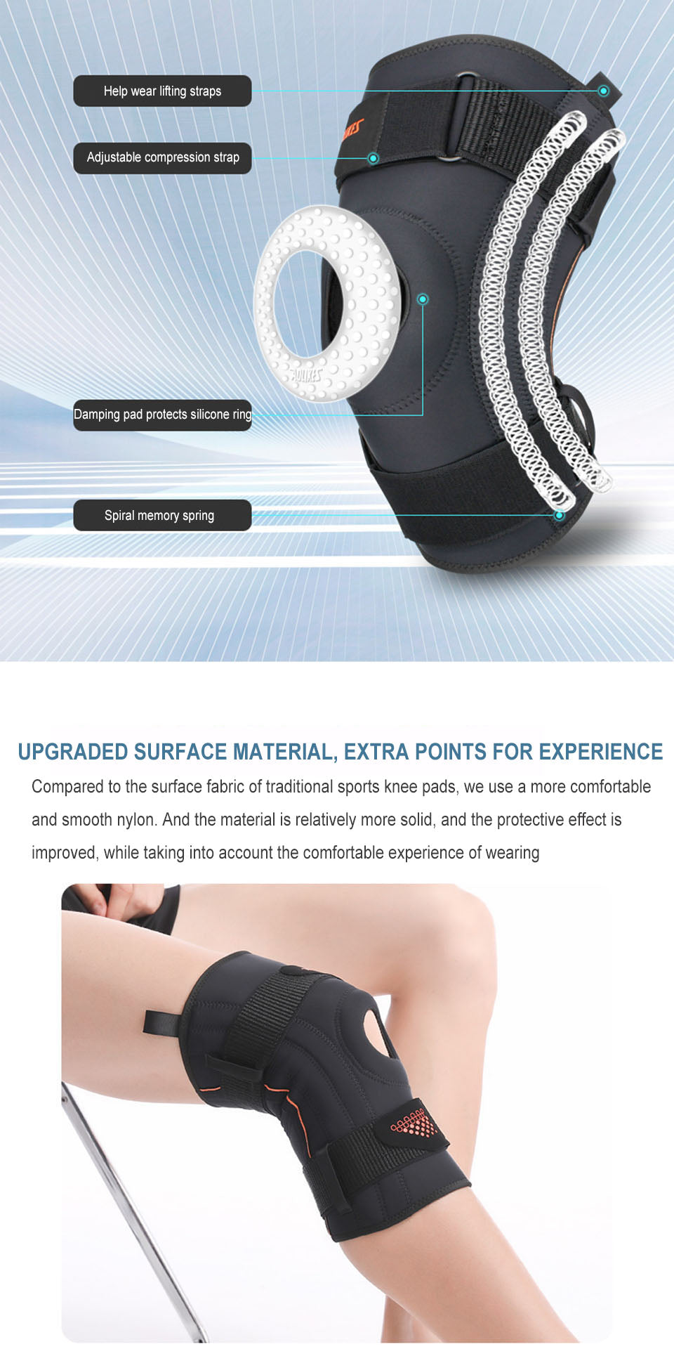 Spring Support Running Knee Pads Basketball Hiking Compression Shock Absorption Breathable Meniscus Knee Protector The Clothing Company Sydney