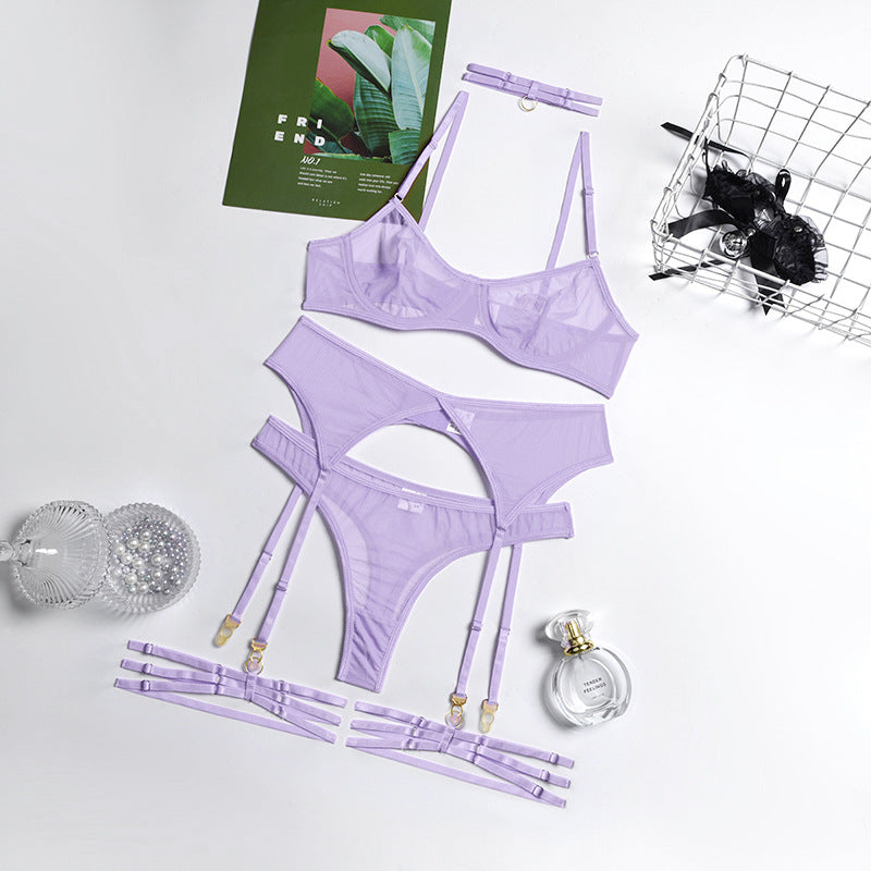 4 Piece Lingerie Underwear Bra Garters Brief Sets Transparent Lace Seamless Panties Set The Clothing Company Sydney