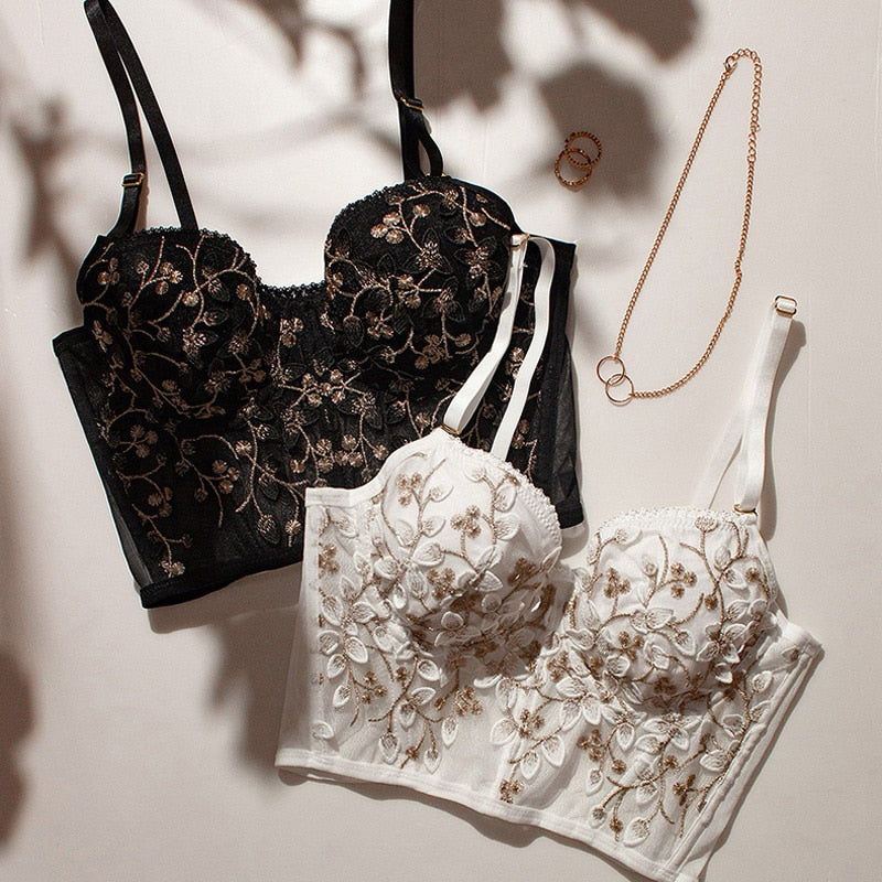 2 Piece Classic Women underwear Set Lace Push Up Bra And Panty Sets Embroidered Brassiere Adjustable Gathered Lingerie The Clothing Company Sydney