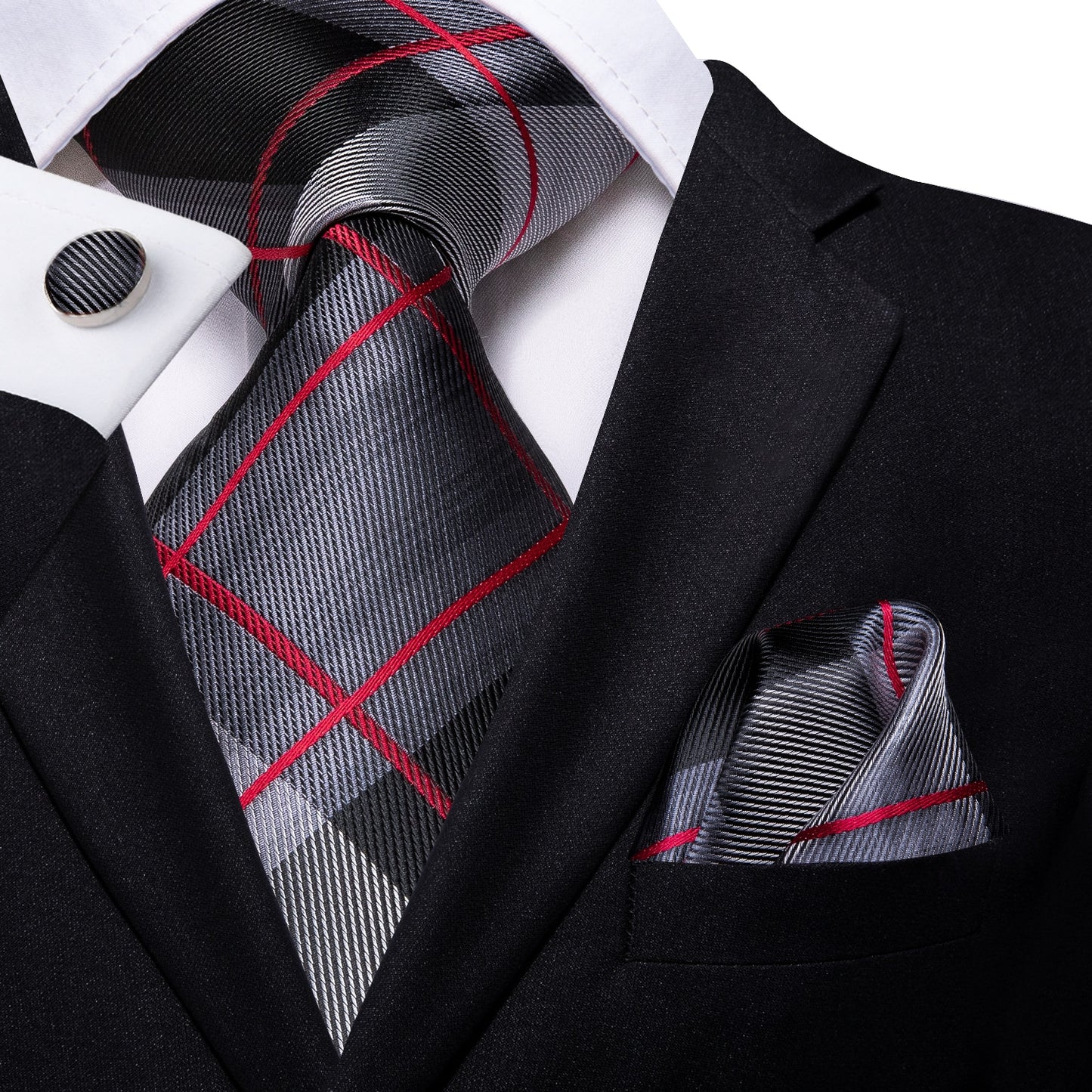 3 Piece 8.5cm Business Solid Paisley 100% Silk Men's Tie Neck Strip Ties for Men Formal Luxury Wedding Neckties Cufflinks Pocket Square The Clothing Company Sydney