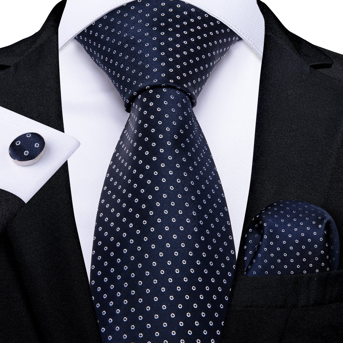 Classic 100% Silk Men's Ties 8cm Blue Plaid Dot Striped Business Necktie Handkerchief Wedding Party Tie Set The Clothing Company Sydney