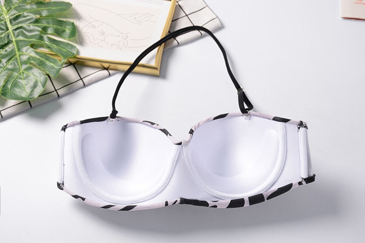 2 Piece Bandeau Bikini Swimwear Women Swimsuit Ruffle Bikini Set Push Up Bathing Suit Female Brazilian Leopard Swimsuit The Clothing Company Sydney