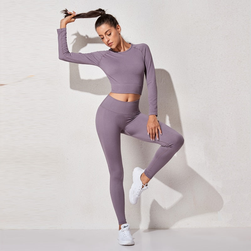 2 Piece High Waist Sports Legging Gym Women's sportswear Seamless Fitness Yoga Suit High Stretchy Workout Padded Sports Bra Leggings Set The Clothing Company Sydney