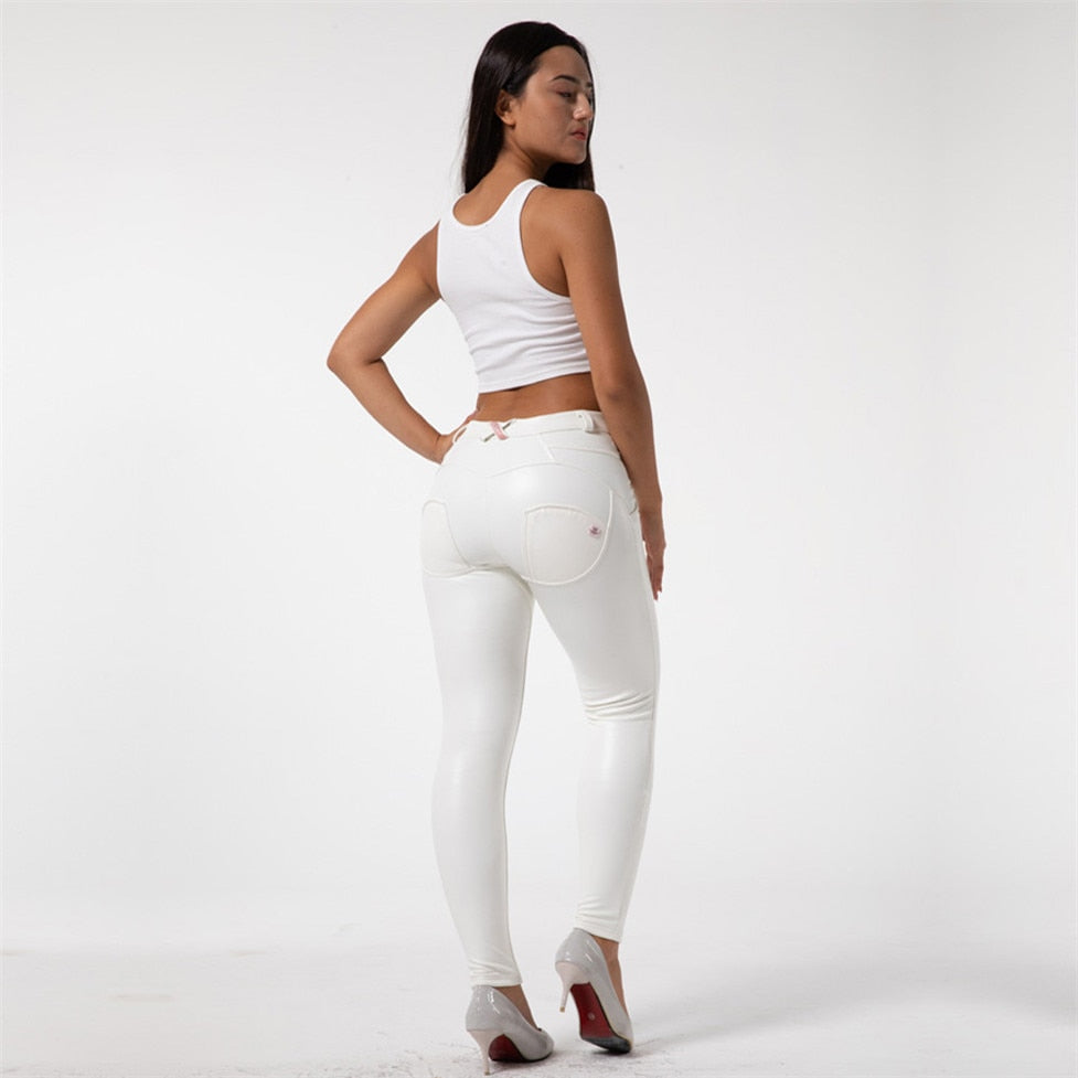 Faux Leather Leggings White Fleece Lined Jeggings Ladies Winter Women's Warm Push Up Casual Pants The Clothing Company Sydney