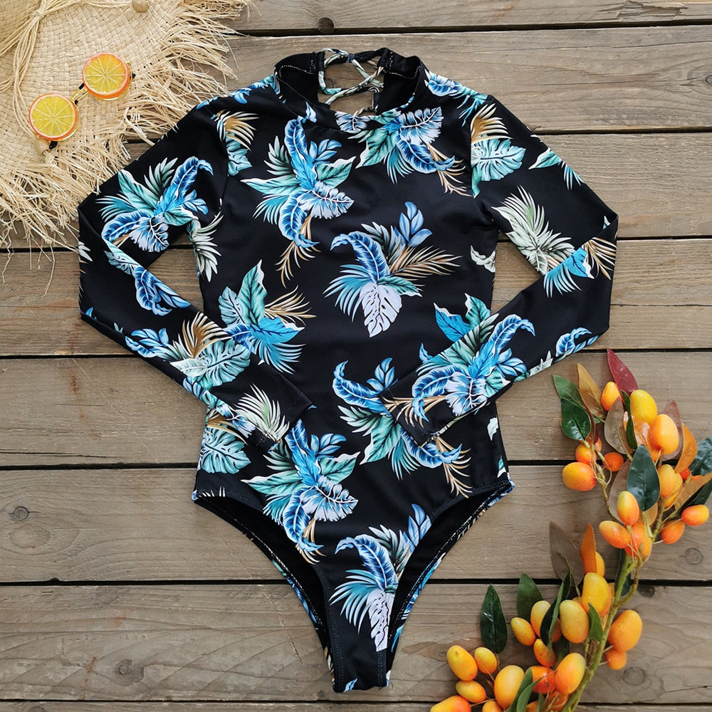 Long Sleeve Swimwear One Piece Swimsuit Backless Jumpsuit Swim Suit Bathing Suit Rashguard Bodysuit Monokini The Clothing Company Sydney