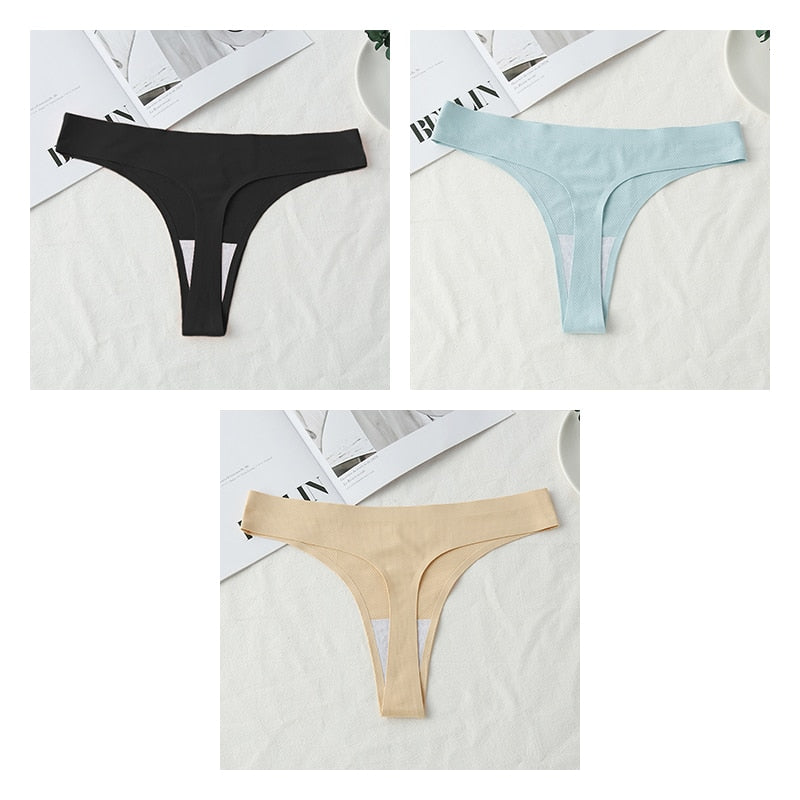 3 pack Seamless Thongs Women Underwear Ice Silk Sexy Sports Panties  T-back Solid Panties Intimates Lingerie The Clothing Company Sydney