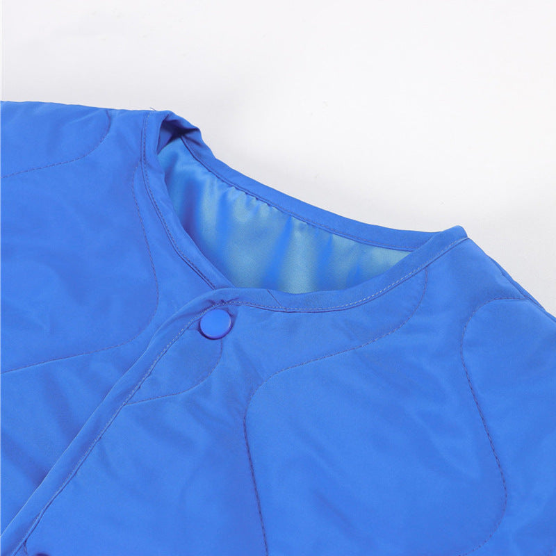 Women's Winter Blue Oversize Puffer Casual Fashion Warm Cotton Button Down Quilted Coat  Loose Jacket The Clothing Company Sydney