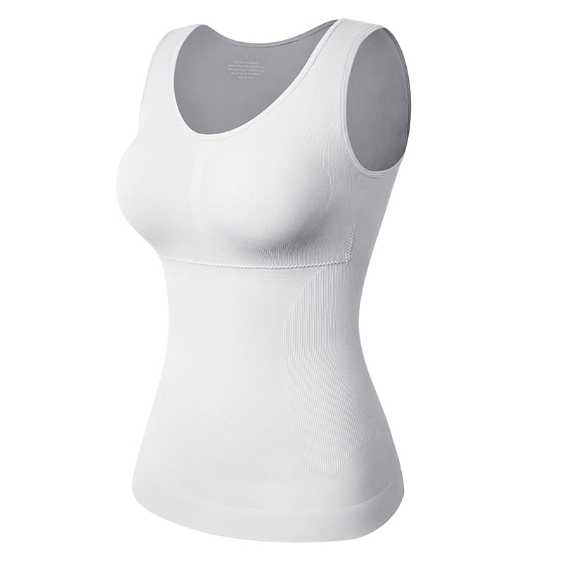 Tank Top Shapewear with Built in Bra Shelf Bra Casual Wide Strap Basic Camisole Sleeveless Top Shaper with Removable Bra The Clothing Company Sydney