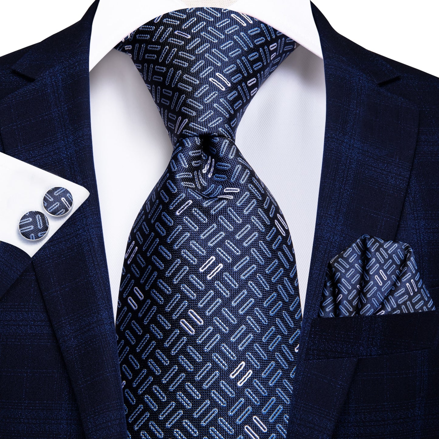 3 Piece 8.5cm Business Solid Paisley 100% Silk Men's Tie Neck Strip Ties for Men Formal Luxury Wedding Neckties Cufflinks Pocket Square The Clothing Company Sydney
