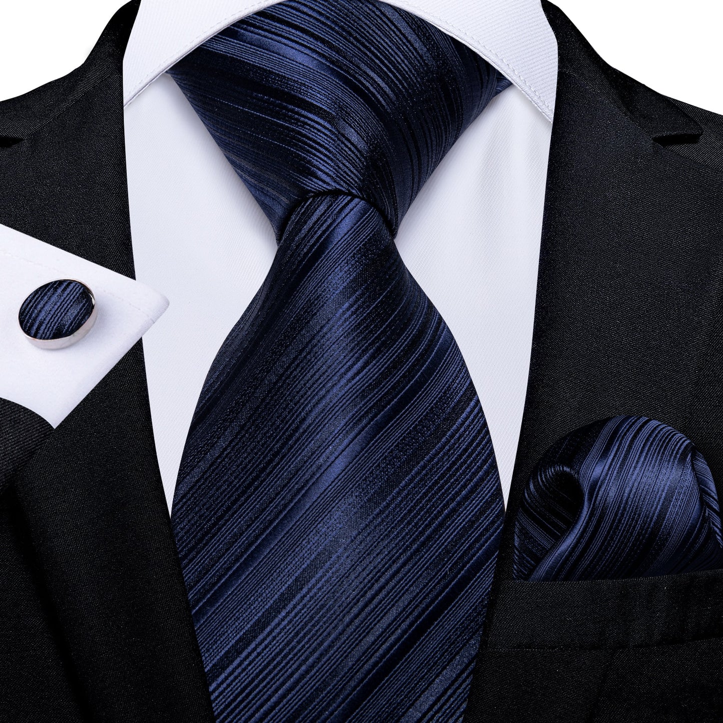 Classic 100% Silk Men's Ties 8cm Blue Plaid Dot Striped Business Necktie Handkerchief Wedding Party Tie Set The Clothing Company Sydney