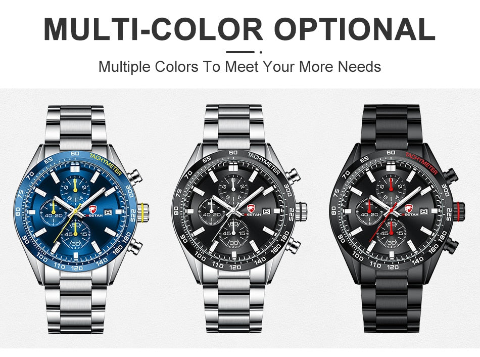 CHEETAH Men's Top Luxury Brand Stainless Steel Business Quartz Watches Chronograph Casual Sport Wrist Watches for Men The Clothing Company Sydney