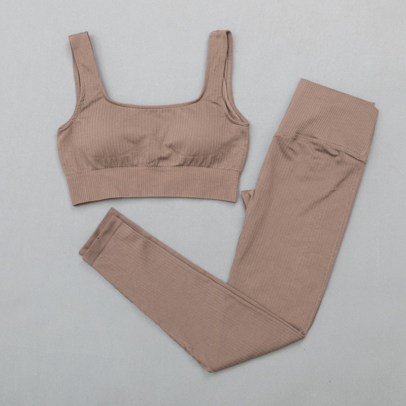 2 Piece High Waist Sports Legging Gym Women's sportswear Seamless Fitness Yoga Suit High Stretchy Workout Padded Sports Bra Leggings Set The Clothing Company Sydney