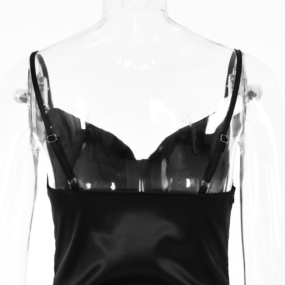 Silky Satin Elegant Slit Maxi Dress Backless Straps Gown Club Party Long Dresses The Clothing Company Sydney