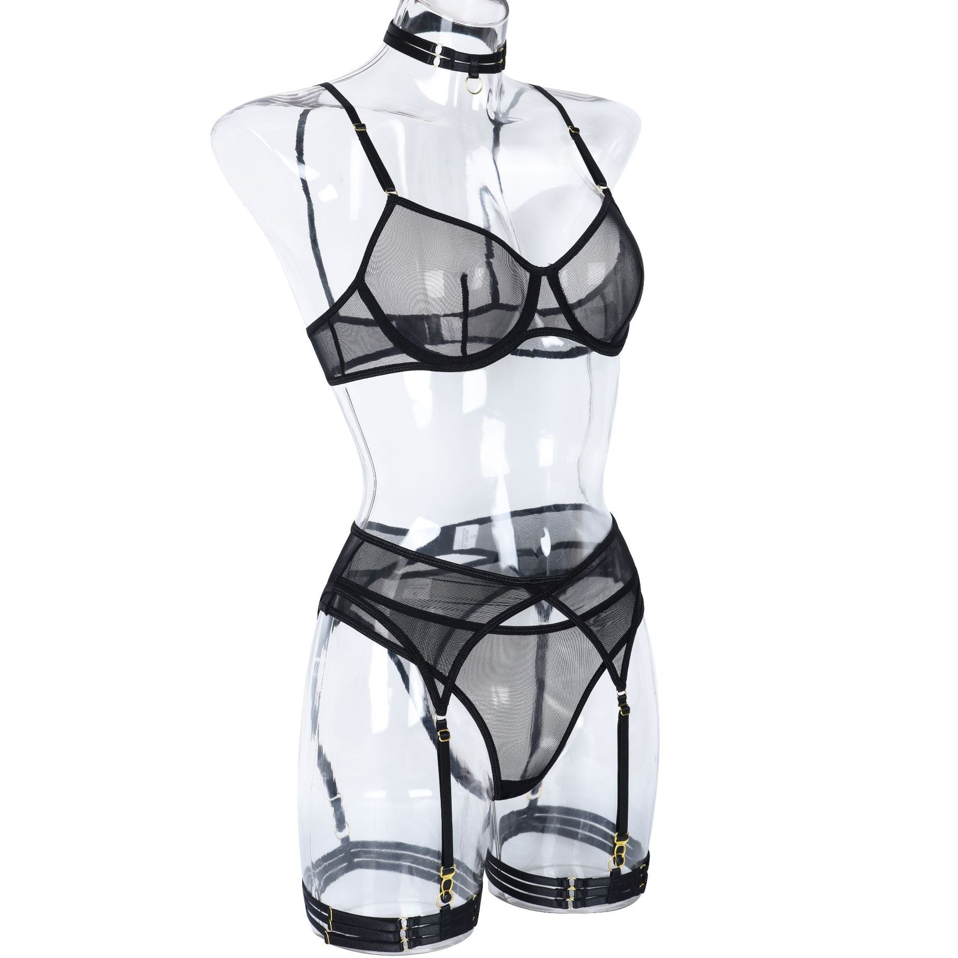 4 Piece Lingerie Underwear Bra Garters Brief Sets Transparent Lace Seamless Panties Set The Clothing Company Sydney