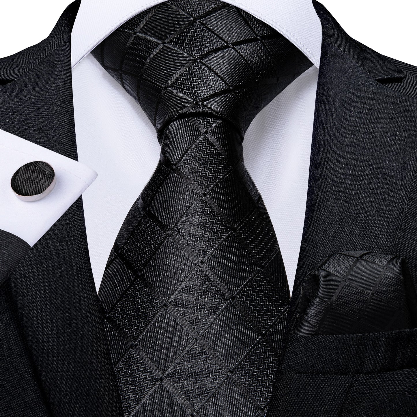 3 Piece Designer Men's Wedding Tie Gold Black Striped Silk Neck Ties For Men Hanky Cufflinks Set Business Party Wear The Clothing Company Sydney