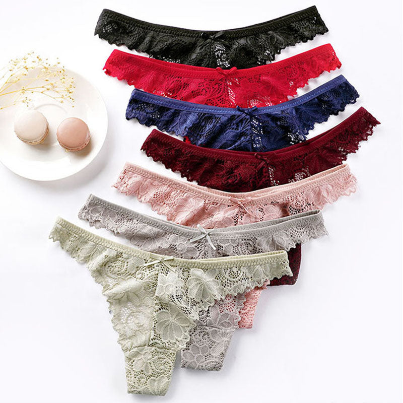 Lace Embroidery Underwear Lingerie T-back Thong Sheer Panties Hollow out Transparent Knickers The Clothing Company Sydney