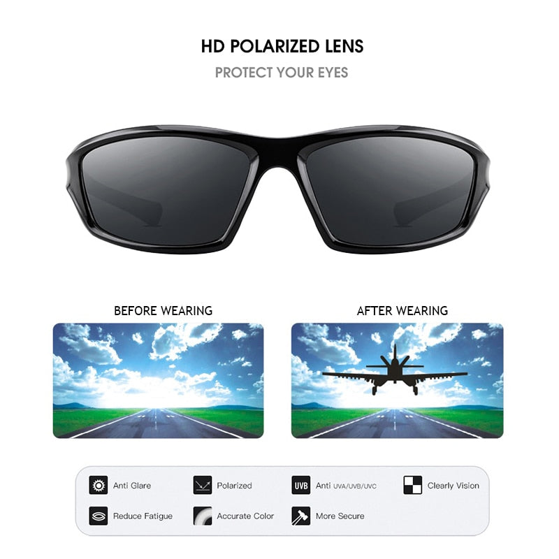 Sports Polarized Sunglasses For Men and Women Fashion Plastic Outdoor Sun Glasses Black Shades Goggle UV400 The Clothing Company Sydney
