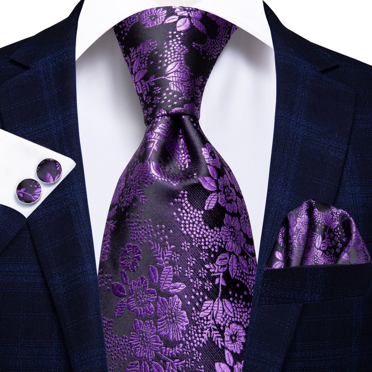 3 Piece 8.5cm Business Solid Paisley 100% Silk Men's Tie Neck Strip Ties for Men Formal Luxury Wedding Neckties Cufflinks Pocket Square The Clothing Company Sydney
