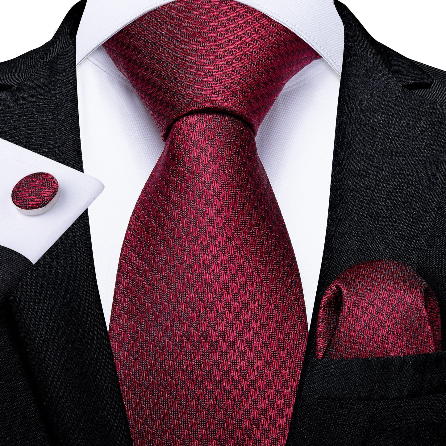 Designer Wedding Men's Tie Red Solid Striped Paisley Neckties For Men Business Hanky Cufflinks Tie Set The Clothing Company Sydney