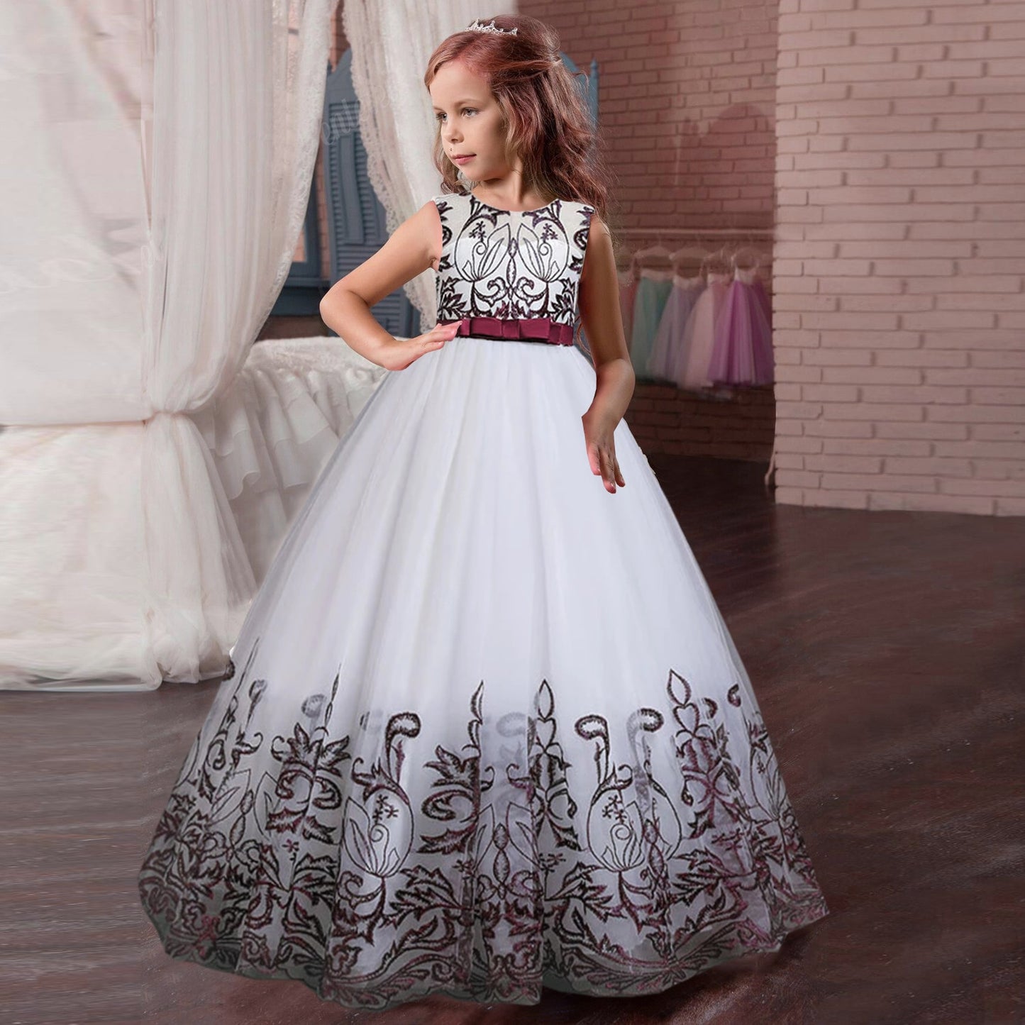 Puffy Tulle Lace Flower Girl Dress Costume Children Bride Ball Gown Princess Dress for Girl Wedding Party Dresses The Clothing Company Sydney