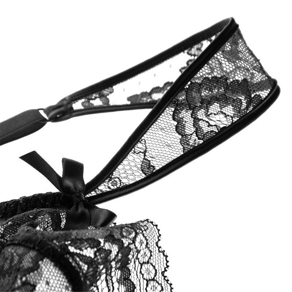 Ultra-Thin Gathered Plus Size Bowknot Floral Underwear Lace Strap Bra + Panties + Garte 3 Piece set The Clothing Company Sydney