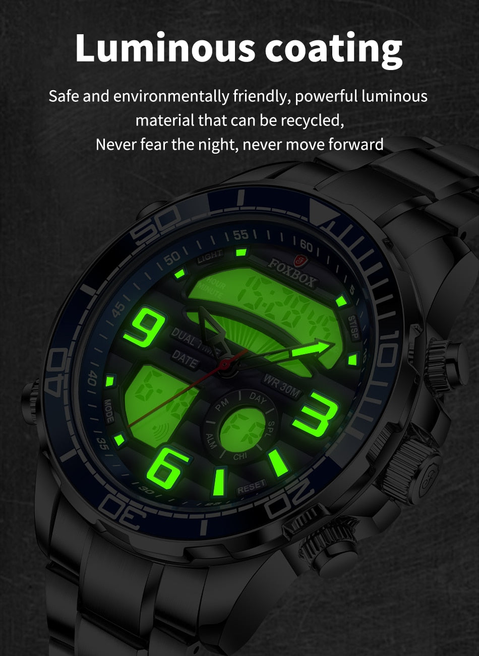 Lige Brand Foxbox Digital Mens Watches Sport Quartz Wristwatch All Steel Military Waterproof Watch The Clothing Company Sydney